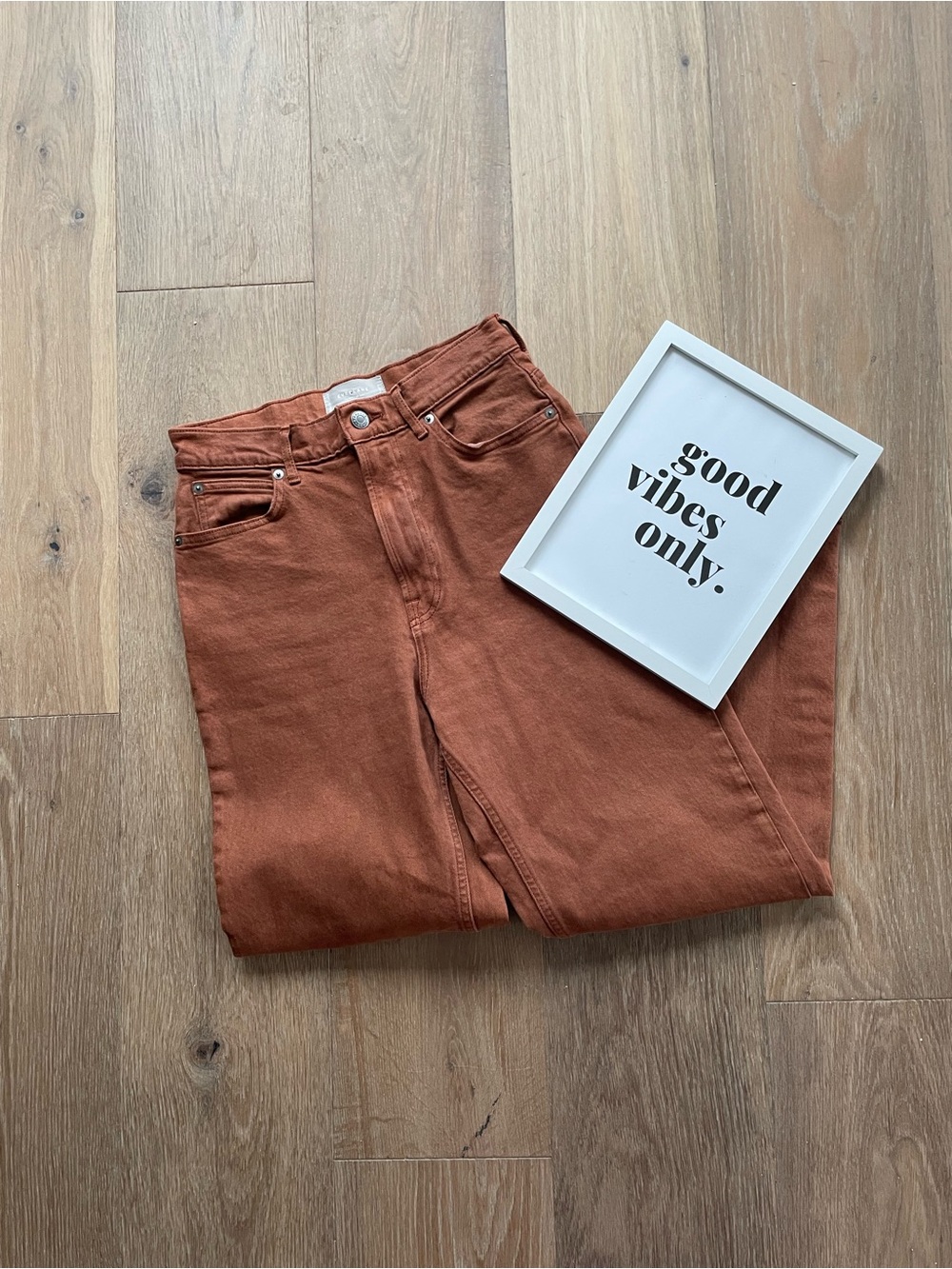 Everlane The Way High Rust Brown High Waisted Jeans - Classic Straight Fit